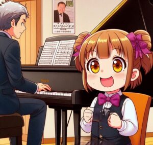 ピアノの演奏を聴いて喜んでいる子ども